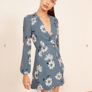 Reformation Polka Frederica Floral Wrap Dress
